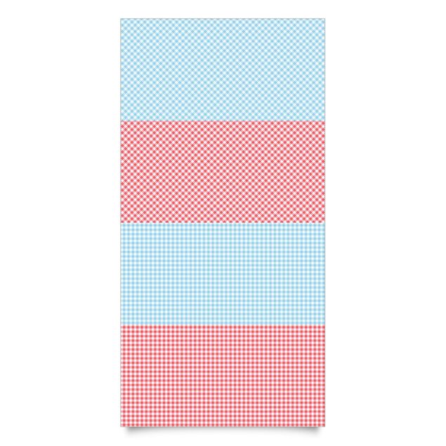 Adhesive film for furniture - Checked Pattern Stripes In Pastel Blue And Vermillion