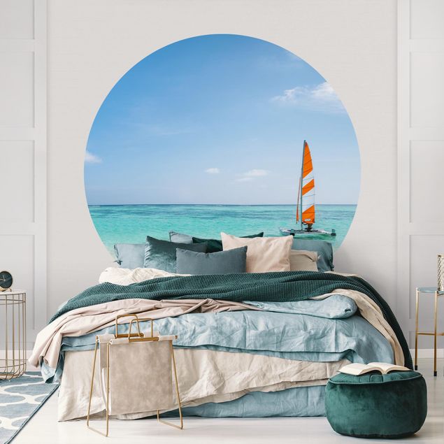 Self-adhesive round wallpaper - Catamaran At Sea In The Indian Ocean
