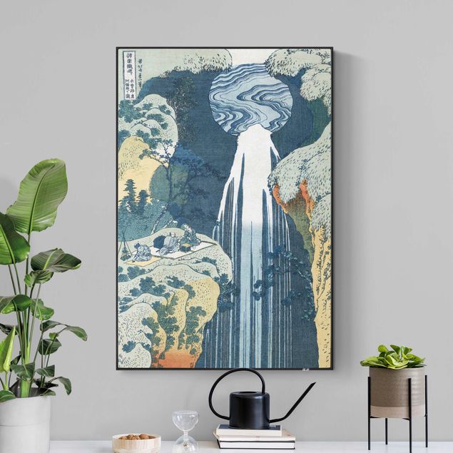Print with acoustic tension frame system - Katsushika Hokusai – The Waterfall Of Amida