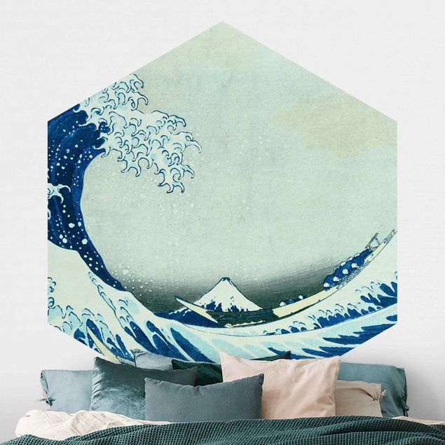 Hexagonal wallpapers Katsushika Hokusai - The Great Wave At Kanagawa