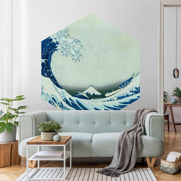 Self-adhesive hexagonal pattern wallpaper - Katsushika Hokusai - The Great Wave At Kanagawa