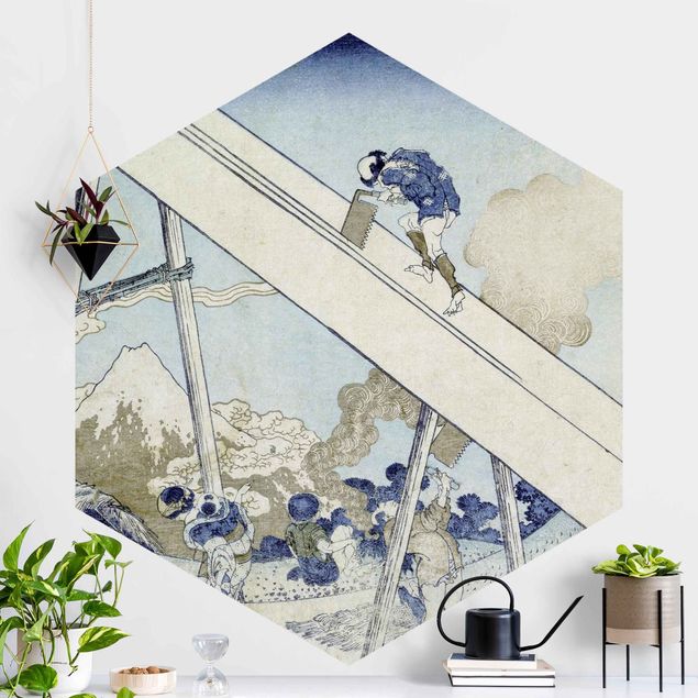 Self-adhesive hexagonal wall mural Katsushika Hokusai - In The Totomi Mountains