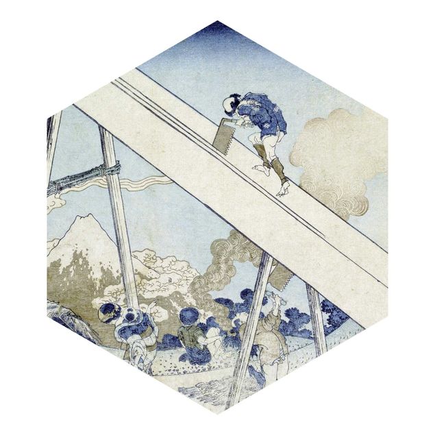 Self-adhesive hexagonal pattern wallpaper - Katsushika Hokusai - In The Totomi Mountains
