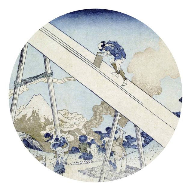 Self-adhesive round wallpaper - Katsushika Hokusai - In The Totomi Mountains