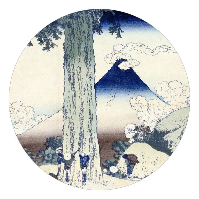 Self-adhesive round wallpaper - Katsushika Hokusai - Mishima Pass In Kai Province