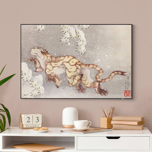 Interchangeable print - Katsushika Hokusai - Tiger In Snowstorm