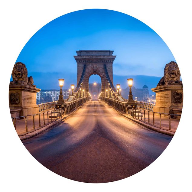 Self-adhesive round wallpaper - Chain Bridge In Budapest At Night