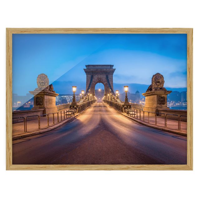 Framed poster - Chain Bridge In Budapest At Night