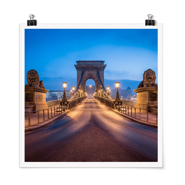Poster - Chain Bridge In Budapest At Night