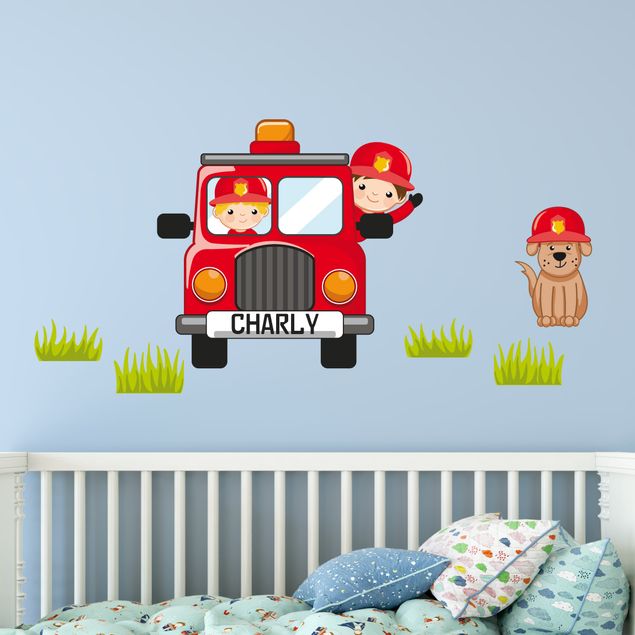Wall decals quotes Customised Text Fire Brigade