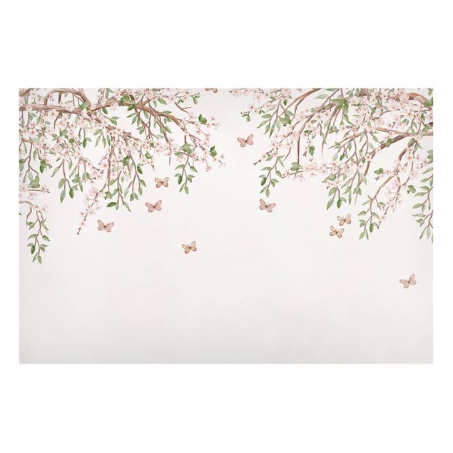 Magnetic memo board - Cherry blossom in the butterflies' play of wings
