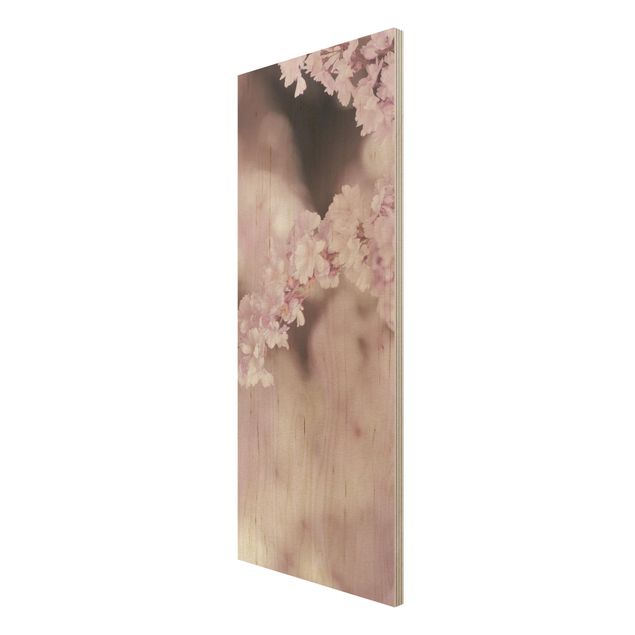 Wood print - Cherry Blossoms In Purple Light
