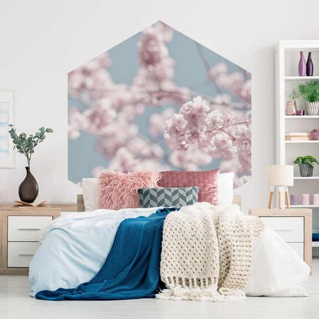 Self-adhesive hexagonal pattern wallpaper - Cherry Blossom Party