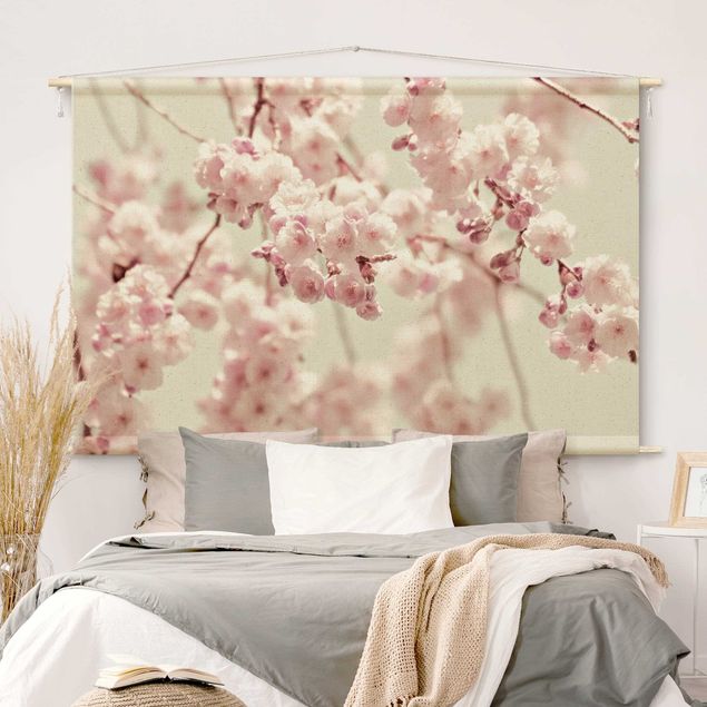 modern wall tapestry Dancing Cherry Blossoms
