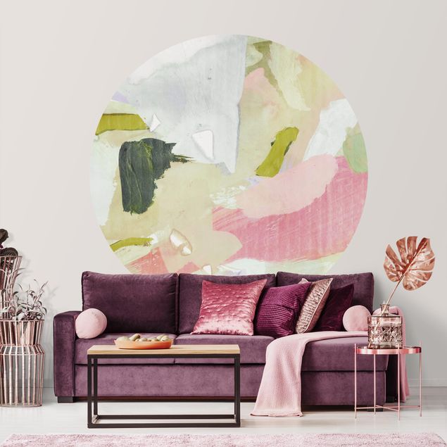 Self-adhesive round wallpaper - Chime In Rosé I