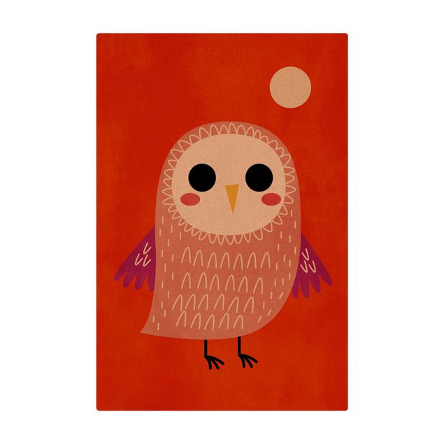 Cork mat - Little Owl At Red Night - Portrait format 2:3