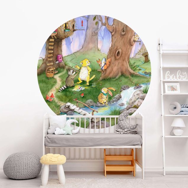 Self-adhesive round wallpaper kids - Little Tiger - Without Stripes