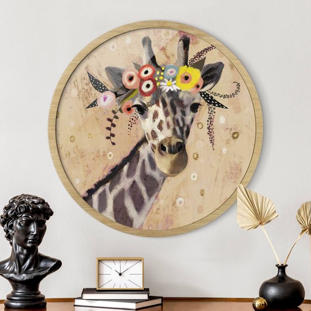 Framed prints round Klimt Giraffe