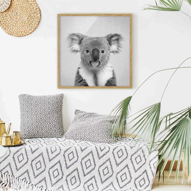 Framed poster - Koala Klaus Black And White
