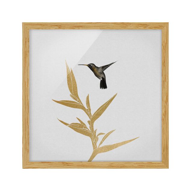 Framed poster - Hummingbird And Tropical Golden Blossom II