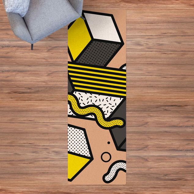 hallway runner Composition Neo Memphis Yellow And Grey