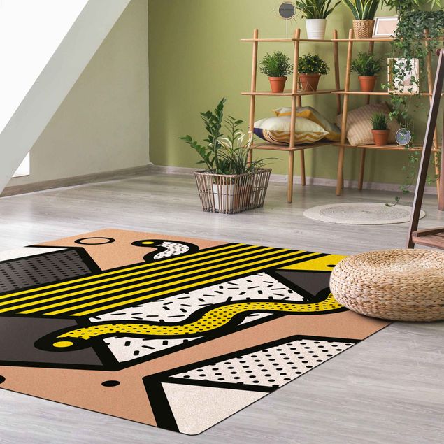 dining room area rugs Composition Neo Memphis Yellow And Grey