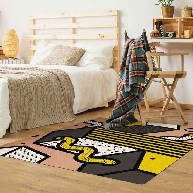 grey rugs for living room Composition Neo Memphis Yellow And Grey