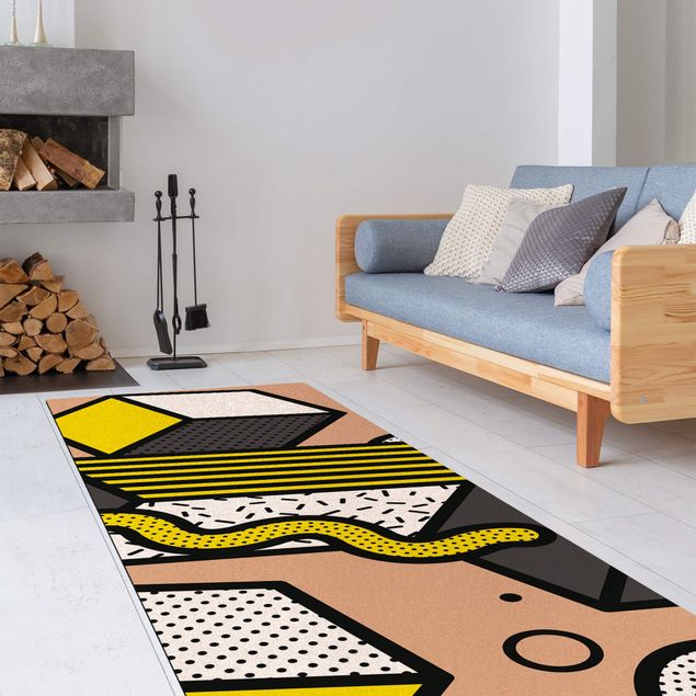 modern area rugs Composition Neo Memphis Yellow And Grey