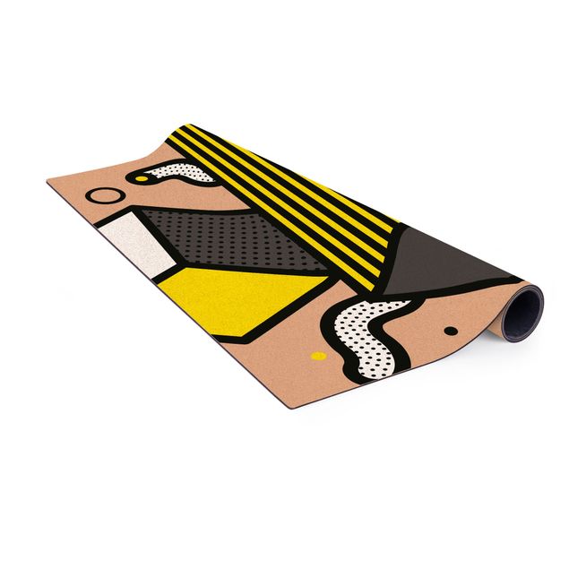 large floor mat Composition Neo Memphis Yellow And Grey
