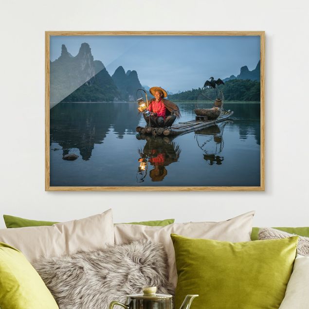 Framed poster - Cormorant Fisherman At Dusk