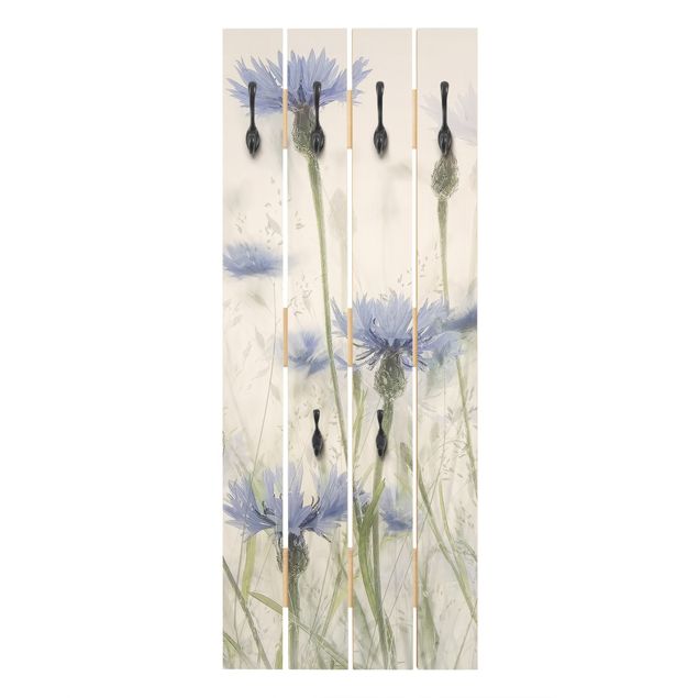 Wooden coat rack - Cornflowers And Grasses In A Field