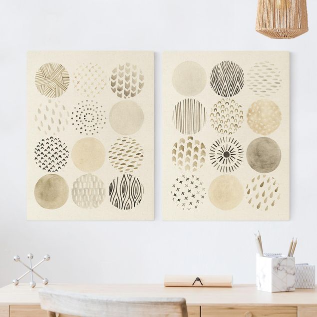 Print on canvas - Circular Pattern Beige Set