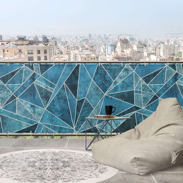 balcony privacy cover Crystal Blue Geometry