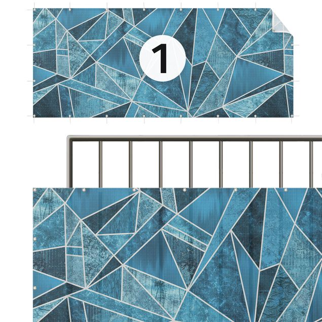 Privacy screen mat Crystal Blue Geometry