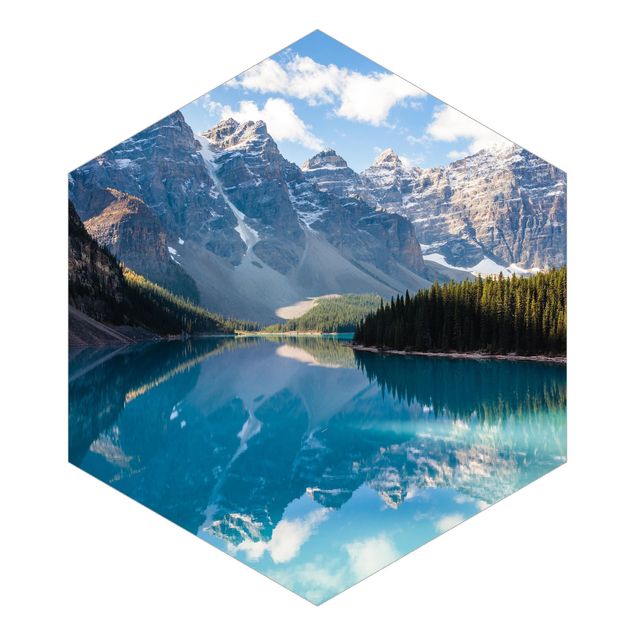Self-adhesive hexagonal pattern wallpaper - Crystal Clear Mountain Lake