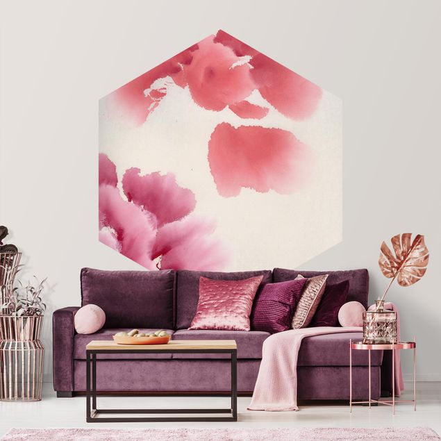 Self-adhesive hexagonal pattern wallpaper - Artistic Flora II