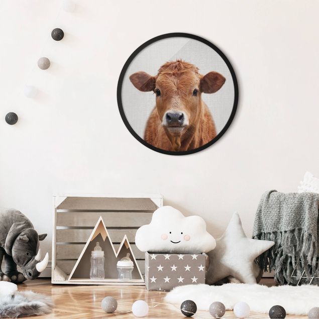 Circular framed print - Cow Kathrin