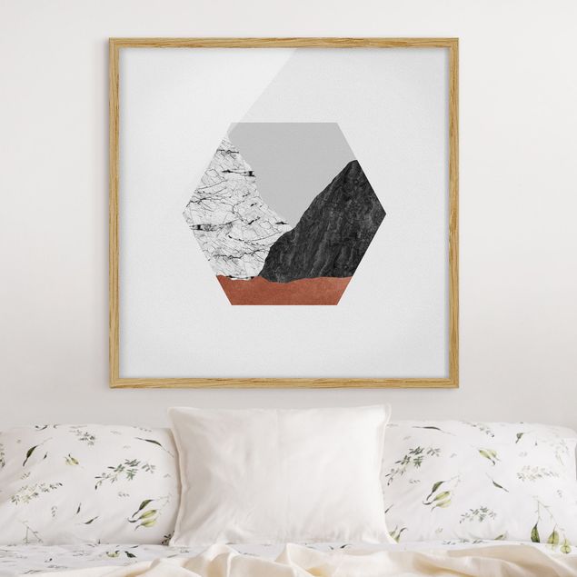 Framed poster - Copper Mountains Hexagonal Geometry