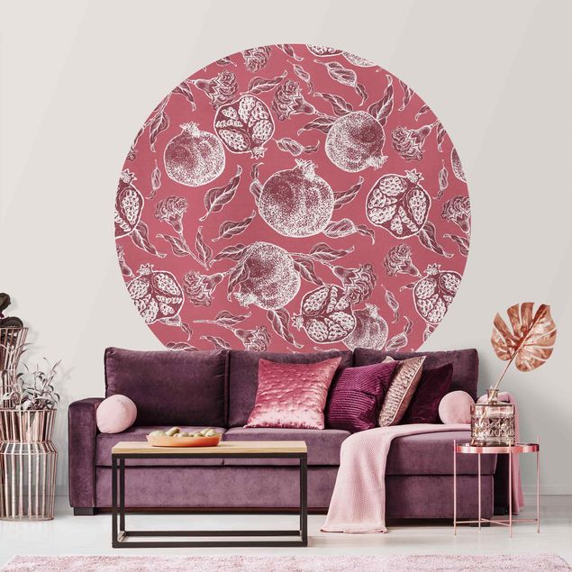 Wallpapers Copper Engraving Pomegranates