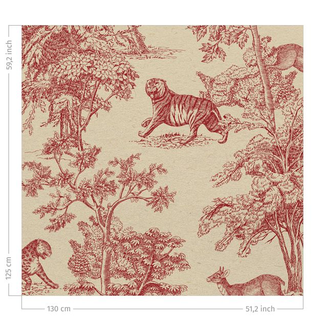 vintage style curtains Copper Engraving Impression - Jaguar With Deer On Nature Paper