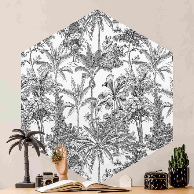 Wallpapers Copper Engraving Impression - Tropical Palm Trees