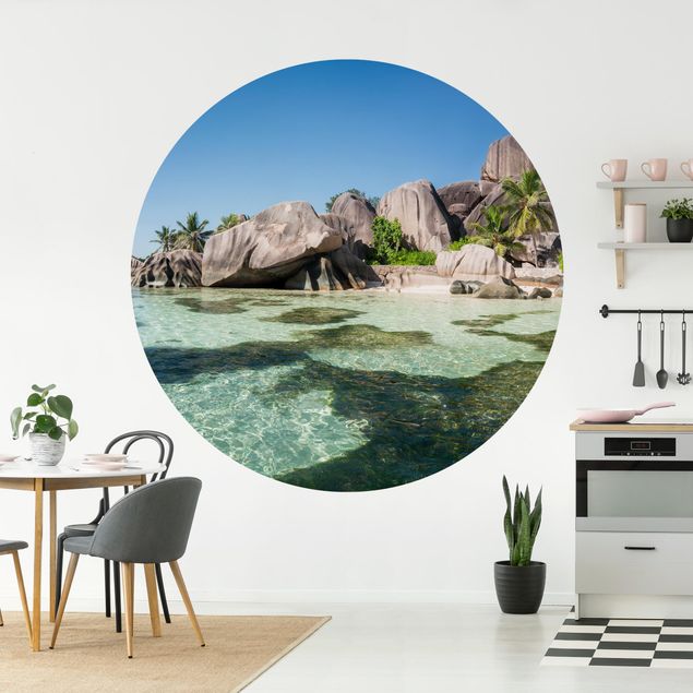 Self-adhesive round wallpaper - La Digue