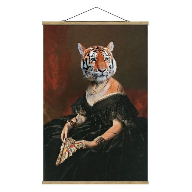 Fabric print with poster hangers - Lady Tiger