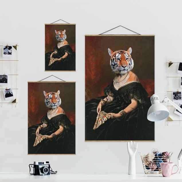 Fabric print with poster hangers - Lady Tiger