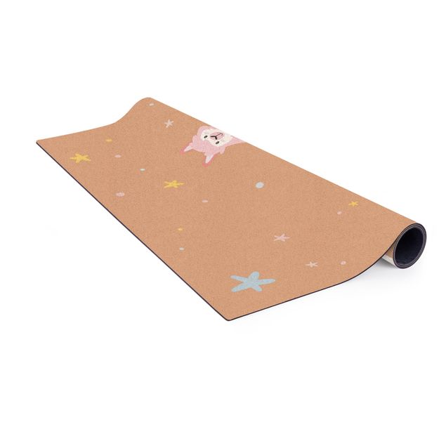 large area rugs Lama On Rainbow With Stars And Dots