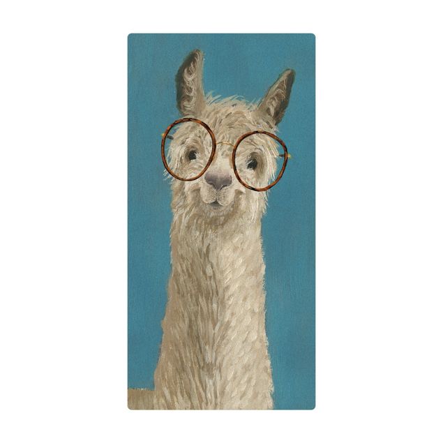 Cork mat - Lama With Glasses I - Portrait format 1:2