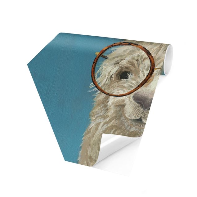 Self-adhesive hexagonal pattern wallpaper - Lama With Glasses I