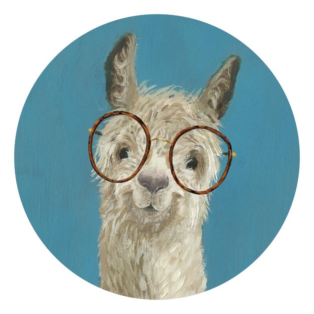 Self-adhesive round wallpaper kids - Lama With Glasses I