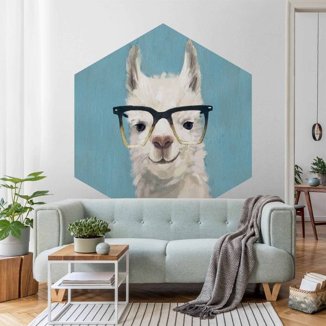 Self-adhesive hexagonal pattern wallpaper - Lama With Glasses IV