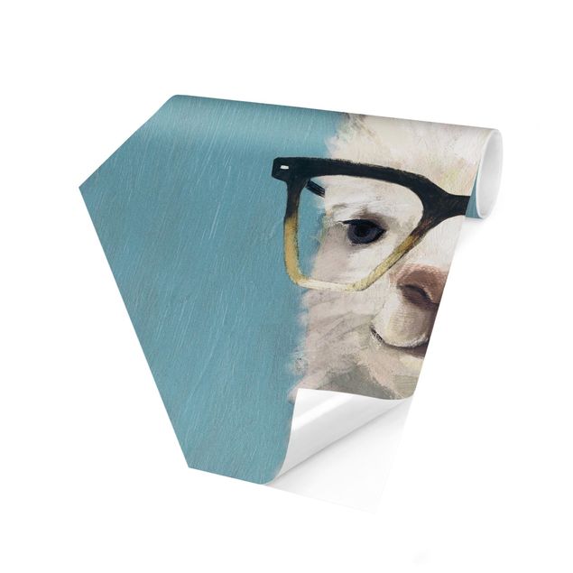 Self-adhesive hexagonal pattern wallpaper - Lama With Glasses IV